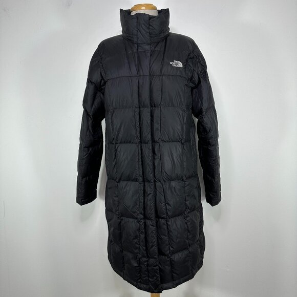 The North Face 600 Goose Down Jacket Womens Sz L Black Long Puffer Coat No Hood - Picture 1 of 14